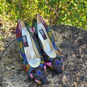 Vintage Women Multi-colored Pumps By The Wild Pair Size 7.5B/Women Dress Shoes
